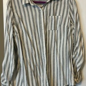 Kim Rogers Black and White Striped Casual Shirt